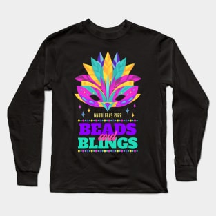 Carnival Party Mardi Gras 2022 Beads And Blings Long Sleeve T-Shirt